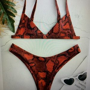 Brand new, never worn red snakeskin ZAFUL bikini size small still with tags